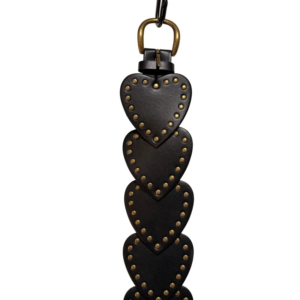 Mango Studded Heart Belt XS/S‎ Black Fairy Grunge Y2K Concert Western NWT